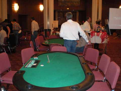 Poker tables at a casino fundraiser in Tucson